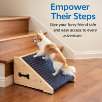 Dog Steps for Bed and Sofa with Solid Wood Construction, Compact Pet Stairs for Small Non-Slip Surface for Climbing, Wooden Ramp