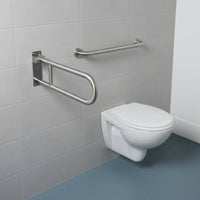 Anti-Slip Wall Mounted Toilet Armrest Foldable Design Flip up Toilet Grab Bar Rust-Proof Wall Mounted Safety Bar Space-Saving for Disabled Individuals