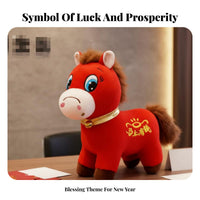 Chinese New Year Horse Stuffed Good Luck Charm Astrological Horse Symbol Doll Meaningful Cultural Home Decor Decoration for Family, Office