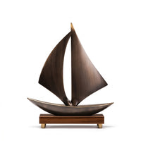 Wooden Sailboat Ornament Tabletop Wooden Sailboat Model Desktop Sailing Boat Display for Living Room, Entryway