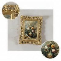 Gold Baroque Picture Frame Vintage Resin Picture Frame Antique Style Decor Carved for Tabletop, Gallery Wall