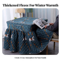 Electric Warming Device Coverlet Heat Trapping Square Warming Blanket Soft Milk Fleece Quilted Heater Table Cover for Families, Seniors, Winter Season