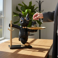 French Canine Butler Statue Multi-Functional French Canine Key Tray Dog Figurine Storage Tray Long-Lasting for Desktop