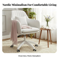 Height Adjustable Upholstered Swivel Chair Ergonomic Design Upholstered Swivel Armchair Soft Upholstery Accent Seat Easy Assembly for Students, Home Office Workers, Adults, Dorm Room, Study, Bedroom, Vanity