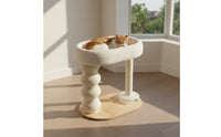 Cat Climbing Structure with Bed and Toy Built-in Hanging Toys Cat Climbing Playhouse Multi-Functional Pet Furniture for Small Areas