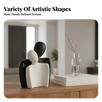 Aesthetic Decor Modern Ceramic Vase Nordic Inspired Black and White Figurine Anniversary Gift for Couples, Entryway, Bookshelf, Coffee Table