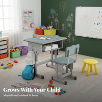 children's Homework Desk and Chair Set Height Adjustable Student Writing Table Rounded Corners Adjustable Kids Study Desk for Playroom