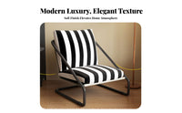 mid-centurymid-century-modern Modern design Striped Highspine supportchair sturdy Wood Frame Single Sofa Thick Cushioning Home Furniture Ergonomic Design for Readers, Homeowners, Office Workers, Living Room, perusing alcove, Study, Bedroom