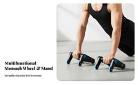 4 Wheel Abdominal Wheel Silent Function Abdominal Exercise Wheel Foldable Press-up Stand Non-Slip Grip 2 in 1 Midsection Fitness