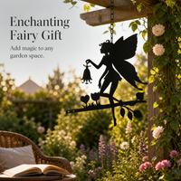 Fairy Garden Metal Silhouette Sculpture for Outdoor Yard Decor