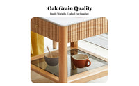 Nordic Design two-levellevel Corner Table Natural Wood Grain Household Furniture Minimalist aesthetic Storage Stand Space Saving for Interior Decorators, Apartment Dwellers, Living Room, Bedroom, Small Rooms, Lounge Area