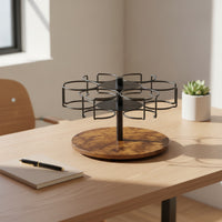 Tumbler Organizer with Wooden Base Countertop Tumbler Holder Rack Stylish Rotating Cup Organizer for Collectors, Kitchen