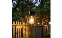 Solar Hanging Lantern Looped Hanger Black Hanging Lantern Vintage Style Garden Decor for Yard, Lawn