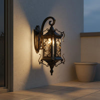 Garden Wall Lantern Ornate Design Exterior Wall Sconce Vintage Style Porch Lantern Light for Balcony, Patio
