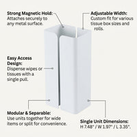 Cabinet Wall Mounted Universal Tissue Holder Box, Split Design for Kitchen & Countertop, Home Organizer for Wipes, Convenient Paper Dispenser