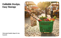 Portable Grocery Cart Foldable Portable Grocery Trolley Swivel Wheels Pull-Along Shopping Cart for Shoppers, Seniors, Package Pickup, Errands, Laundry