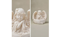 Angel Figurine Cream-White Cherub Figurine Angel Statue Serene Decor Resin for Collectors, Mantel, Bookshelf