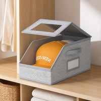 Dustproof Hat Storage Box with Clear Window Portable Hat Organizer with Clear Window Foldable Baseball Cap Storage Box Safeguarding for Shelf