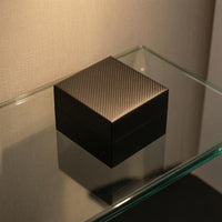 Imitation Leather Hinged-Top Watch Box Embossed Watch Box Hinged Lid Storage Woven Texture