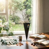 Iron Vase with Square Base Modern Triangular Vase Contemporary Vessel for Aesthetic Minimalism Advocates, Florists, Entryway, Hotel