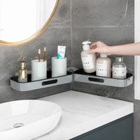 Foldable corner shelf for shower and bathroom, self-adhesive spice shelf kitchen, modern kitchen organizer without drilling, 1-tier