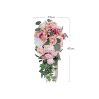 Green Foliage Trim Waterfall Wedding Floral Arrangement Ribbon Handle Cascade Bridal Floral Arrangement Lifelike Look Flower Arrangement Lightweight for Brides