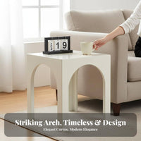 Arch Design Arched End Table mid-centuryera Modern design Arched Nightstand Vintage influenced Bedroom Furniture Wood Grain Texture for residents, Apartment Dwellers, partners, Living Room, Sofa Side, Entryway, Hallway