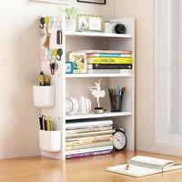 Multitier Design Expandable Desktop Organizer Space-Saving Desk Shelf Easy Assembly Book Rack Minimalist aesthetic for Students, work-from-home Workers, Professionals, Bedroom, Study Room