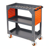 High Load Capacity 3-Tier Tool Cart Thickened Steel Plate 3 Tier Rolling Tool Cart Rugged & Long-Lasting Construction Heavy Duty Rolling Trolley Lockable Wheels for Technicians, Warehouse Workers, DIY Enthusiasts, Factory, Auto Repair Shop, Job Site