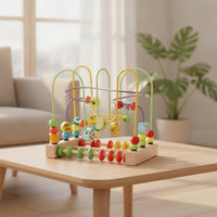 Bead Maze with Wooden Base Fine Motor Skills Bead Maze Activity Center Educational Classic for Toddlers, Tabletop, Playroom