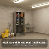 Stainless Steel Cleaning Cabinet Rust-Resistant Cleaning Supply Cabinet Easy to Clean Broom Closet Organizer for Janitors, Homeowners, Hospital