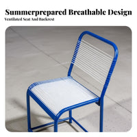 Cool and Breathable Woven Cord Factory Chair Wear-Resistant Workplace Furniture Sturdy Frame Workshop Stool High Load-Bearing for Sewing Machine Operators, Manual Laborers