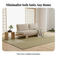 Upholstered Wood Frame Sofa Minimalist Design 3-Seater Upholstered Settee Japanese aesthetic Living Room Seating for Homeowners, Families, Lounge, Bedroom