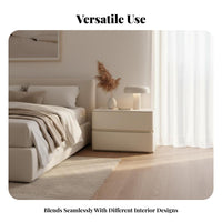 Cream design Two-Drawer Nightstand Modern Design 2-Drawer Nightstand Sturdy long-lasting Bedside Table Rounded Corners for Homeowners, Renters, Students, Living Room, College Dorm, Entryway, Office