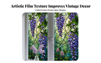 Decorative Glass Sticker No-Glue Stained Glass Window Film Removable & Reusable Blossom Floral Window Cling for Renters, Bedroom, Washroom