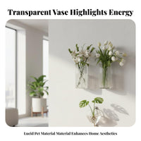 Hydroponic Friendly Clear Ribbed Plant Pocket Transparent Design Wall Planter Space Saving Hanging Vase Easy Installation for Apartment Dwellers, DIYers, Living Room, Hallway, Bedroom, Balcony