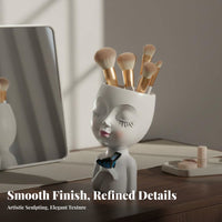 Desktop Makeup Organizer Brush and Pen Storage Sturdy Resin for Desk