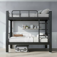 Steel Bunk Bed Heavy-Duty Bunk Bed with Guardrails Space-Saving Furniture for Students, Roommates, Dormitory Housing, Shared Apartment