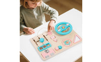 Early Education Child-Centered Driving Simulator Hands-On Learning Wooden Steering Wheel Toy Develops Fine Movement Skills for Preschoolers, Toddlers, Travel
