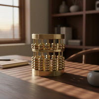 Copper Abacus Pencil Cup Business Gift Chinese Style Desk Ornament Handicraft Stationery Organizer for Study Room