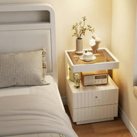 Large Capacity Storage 2-Drawer Nightstand with Accessible Shelf No Assembly Required Nightstand with Power Outlets USB Charging Port Bedside Table Built-in Light for Homeowners, Students, Adults, Bedroom, Guest Room, Lounge Area