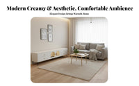 Modern Minimalist Design TV Cabinet and Coffee Table Set Creamy White Finish TV Stand and Coffee Table Set Floor-Standing Living Room Furniture Arched Door Feature for Apartment Dwellers, Homeowners, Young Adults, Lounge Area, Bedroom