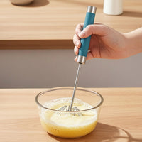 Semi-Automatic Egg Beater Press-Style Push Whisk Manual Rotary Whisk with Stainless Steel Head for Home Home Cooks, Pastry Making, Kitchen