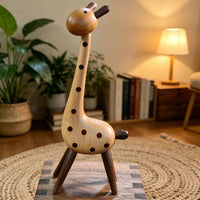 Wooden animal Ornament Handmade Solid Wood animal Statue Polished Finish for Home Display