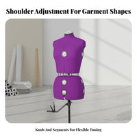 Expandable Shoulders Adjustable Female Dress Form Multi-Knob Adjustment Female Body Form for Sewing Integrated Hem Marker Pinnable Sewing Mannequin with Stand Easy Setup for Fashion Designers, Seamstresses, Dressmakers, Design Studio, Craft Room, Home