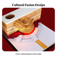 Intricate Cut-out Design Chinese Temple 3D Notepad Unique Gift 2024 Dragon Year Calendar Block Cute Stationery for Students, Workspace, Home