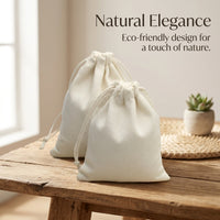 Canvas Drawstring Storage Bag with Custom, Eco Friendly Lightweight Pouch for Businesses, Customizable Product Packaging Beige Medium