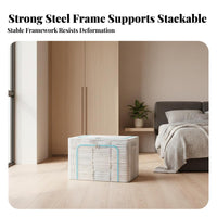 Large Capacity foldable Framed Box with transparent panel Foldable Design Frontentry stackable container Stackable Household Storage Sturdy Frame for Families, Students, homeowners, Bedroom, Under Bed, Dorm Room, On Shelves