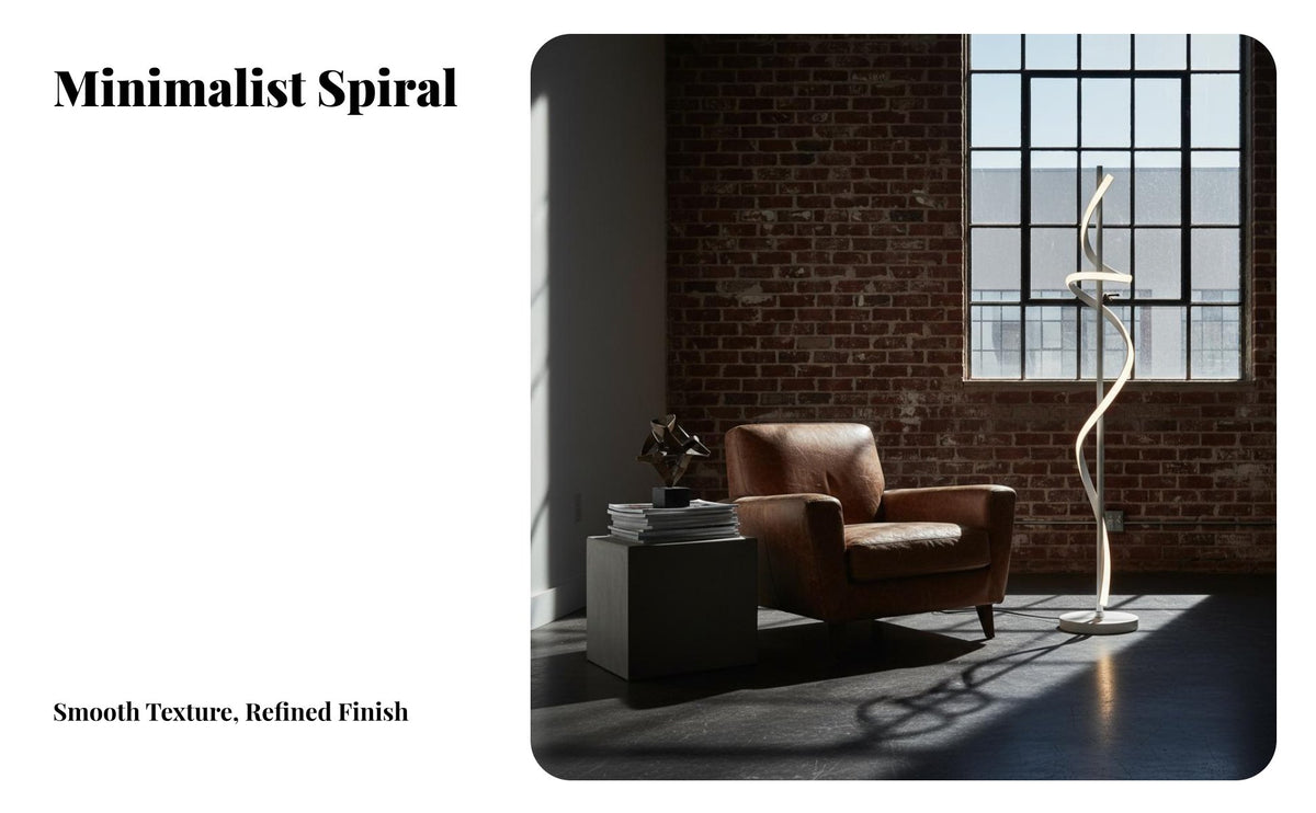 Energy-Saving Spiral LED Floor Lamp Adjustable Color Temperature Spiral Floor Lamp Stable Base Dimmable Standing Light Flicker-without Flicker for Design Enthusiasts, Interior Designers, Office Workers, Bedroom, Living Room, Reading Nook
