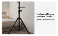 No-Drill Installation Video Display Tripod Stand 360° Swivel Video Display Stand with Tray Tool-Effortless Assembly Multifunctional Device Tray Portable for Bedroom, Home Theater, Living Room